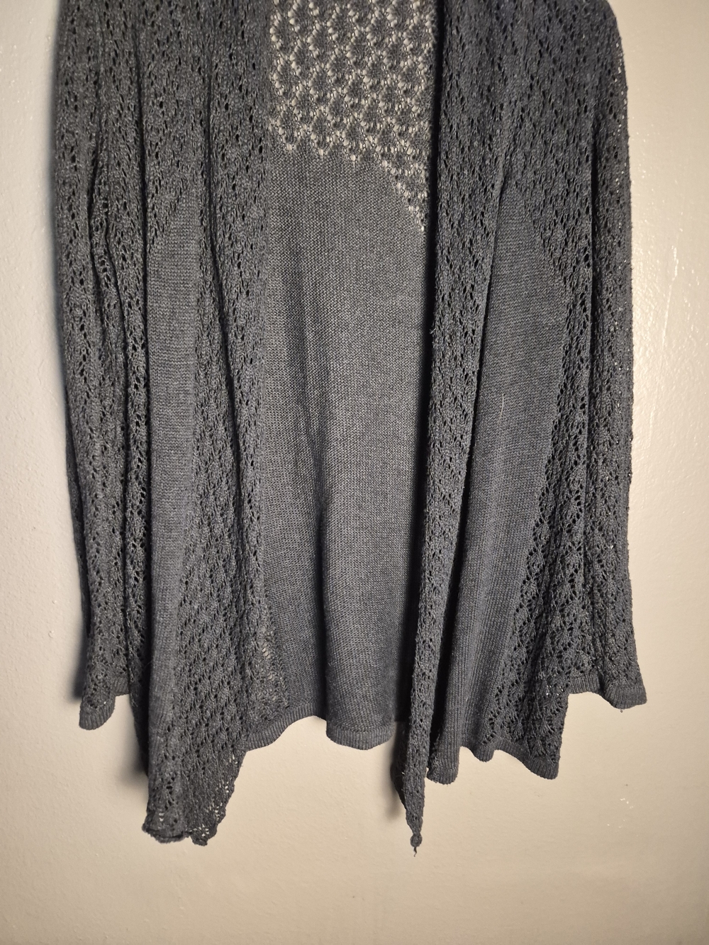 Belldini Open-Front Lace-Knit Cardigan - Black